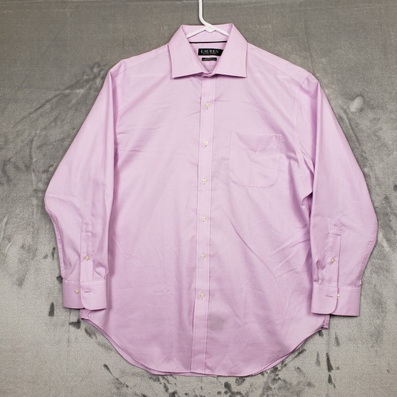 Lauren Ralph Lauren Stretch Non-Iron Dress Shirt PINK 17 32/33 Sir Lanka - Picture 1 of 12